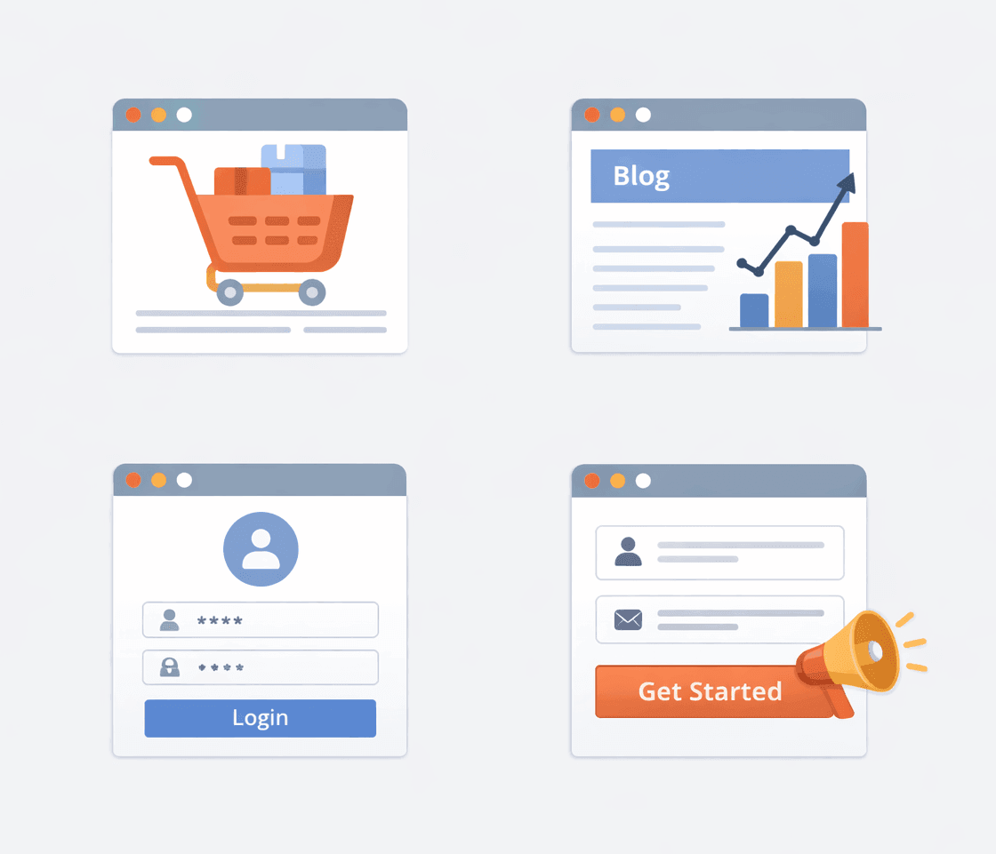 Four Business Types Arranged In a Grid