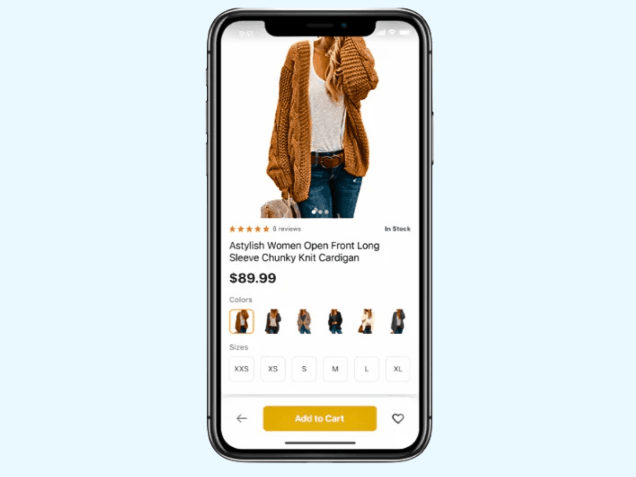 Build a No-Code Ecommerce Store: Launch Without Developers Screenshot of a mobile phone showing a clean ecommerce product page,