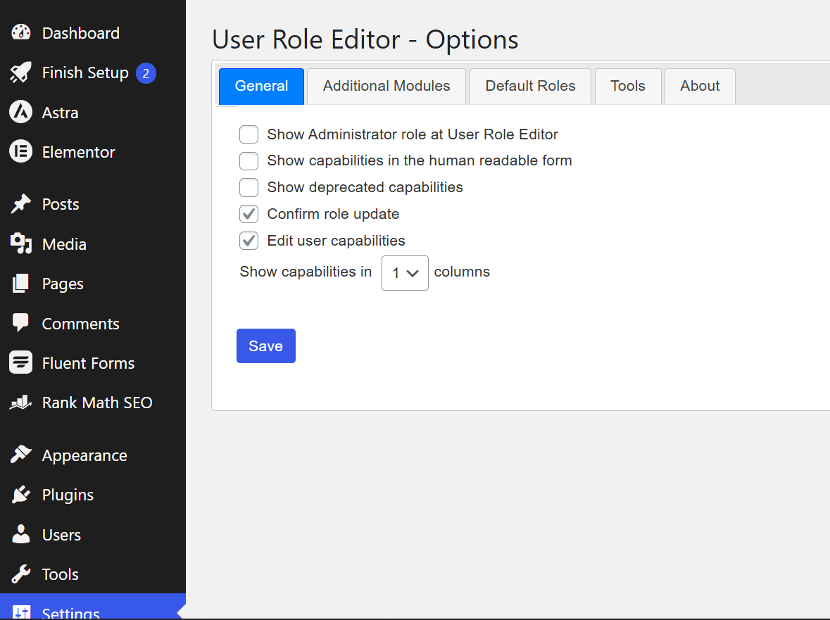 User Role Editor Plugin Interface