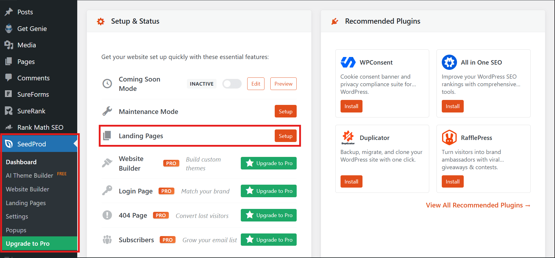 How to Build a Landing Page Without Code in Under 2 Hours WordPress SeedPro Dashboard