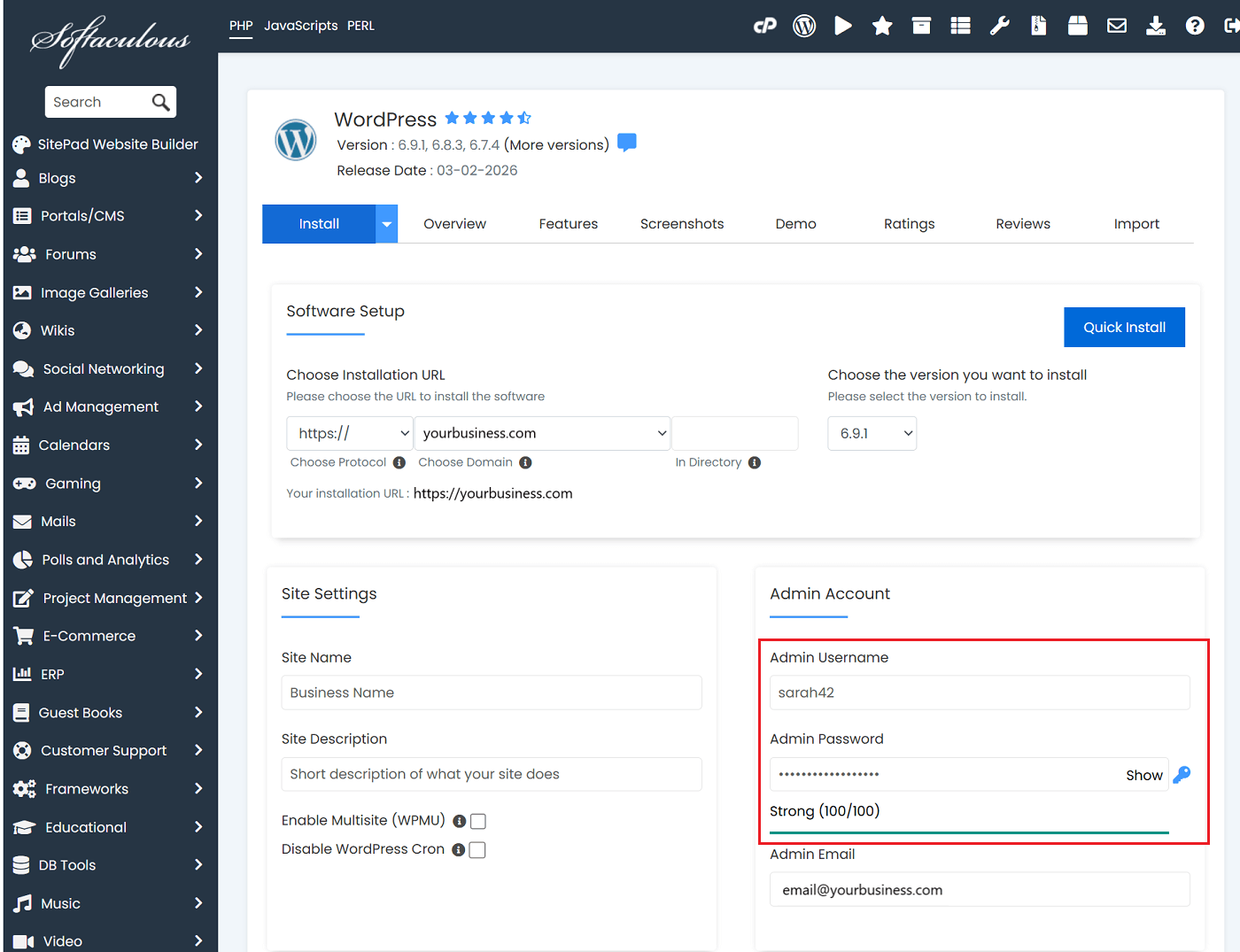 How to Install WordPress: Step-by-Step Guide for Complete Beginners Complete Softaculous Installation Form With All Fields