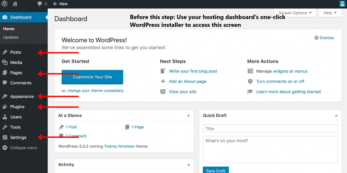 WordPress Hosting for Beginners: How to Choose Your First Host WordPress Dashboard