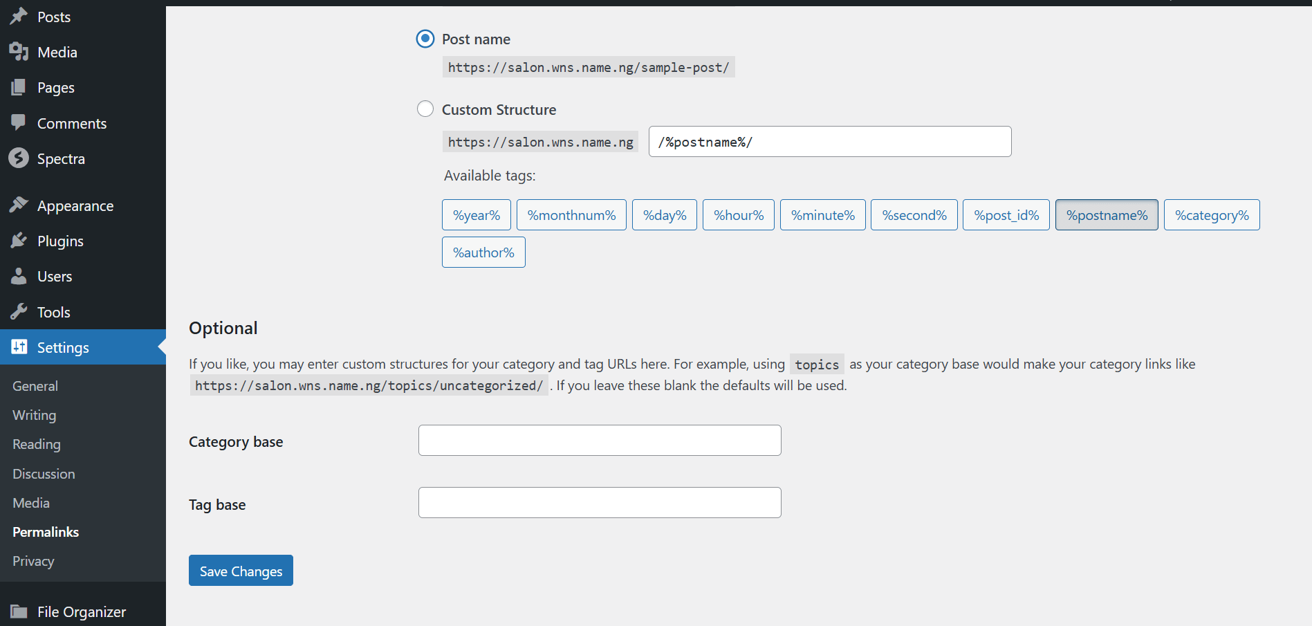 WordPress Pre-Launch Checklist: Everything Before Going Live WordPress Permalink Settings Page