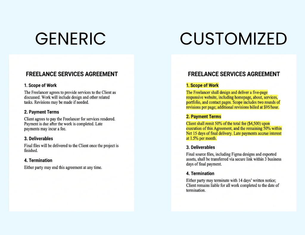 Contracts for Online Business: When You Need Them and What to Include Generic vs Customized Contract Template