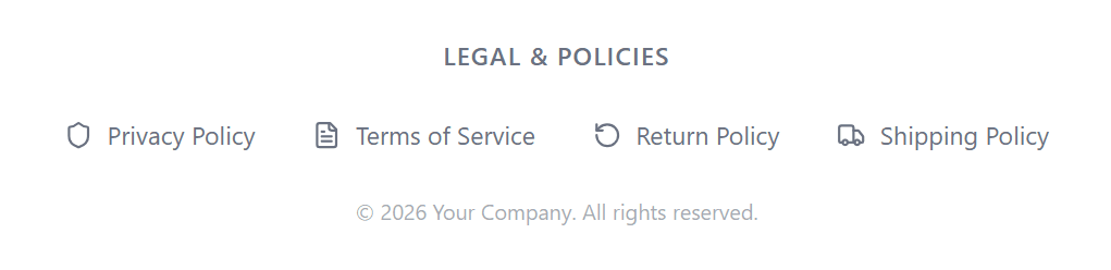 Website Footer Links for Legal Pages
