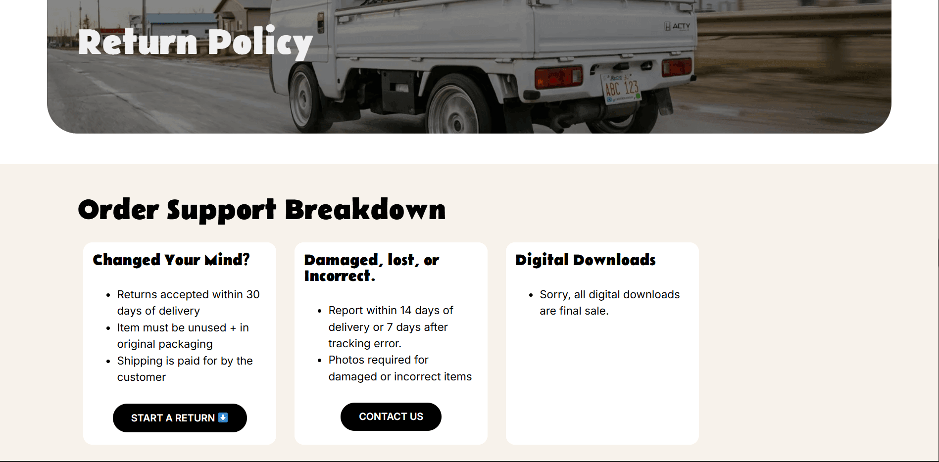 Returns and Refunds Policy: Create Fair Policies That Protect You Well-Structured Returns Policy Page