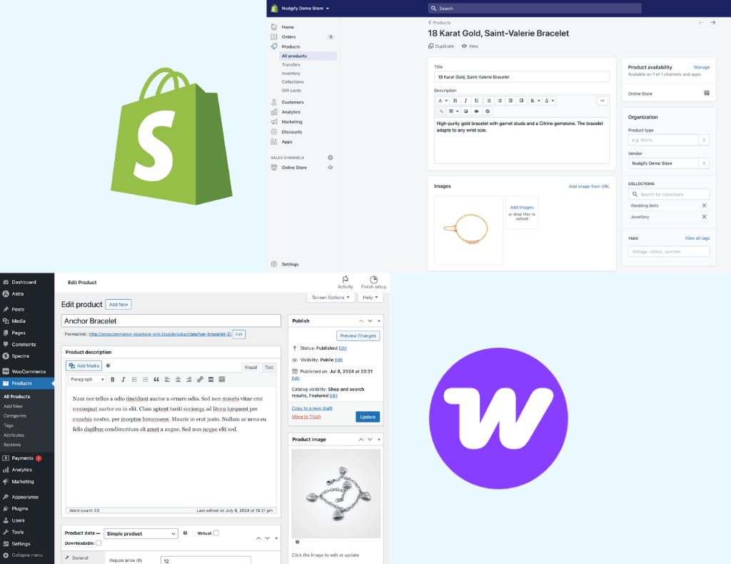 WooCommerce and Shopify Product Page in WordPress Admin